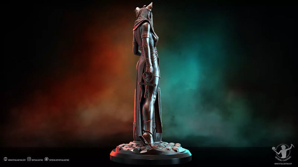 Thumbnail: Patung Bastet - 1 x Kit Model Resin Skala Besar 194mm dan Basis Tanpa Cat - RC