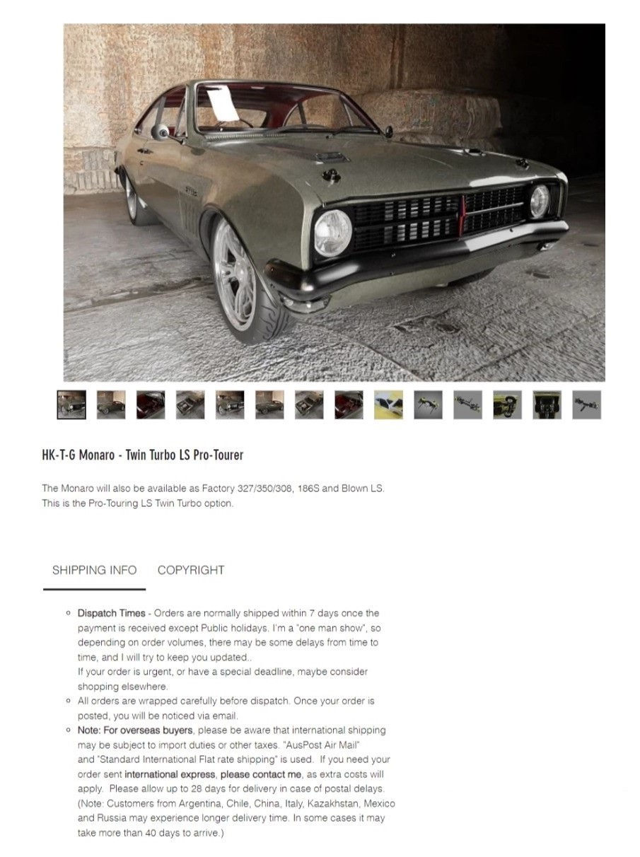 縮圖：HK - HT - HG Monaro - Pro Tourer - 3D 树脂打印模型套件 1-25 比例 - FB