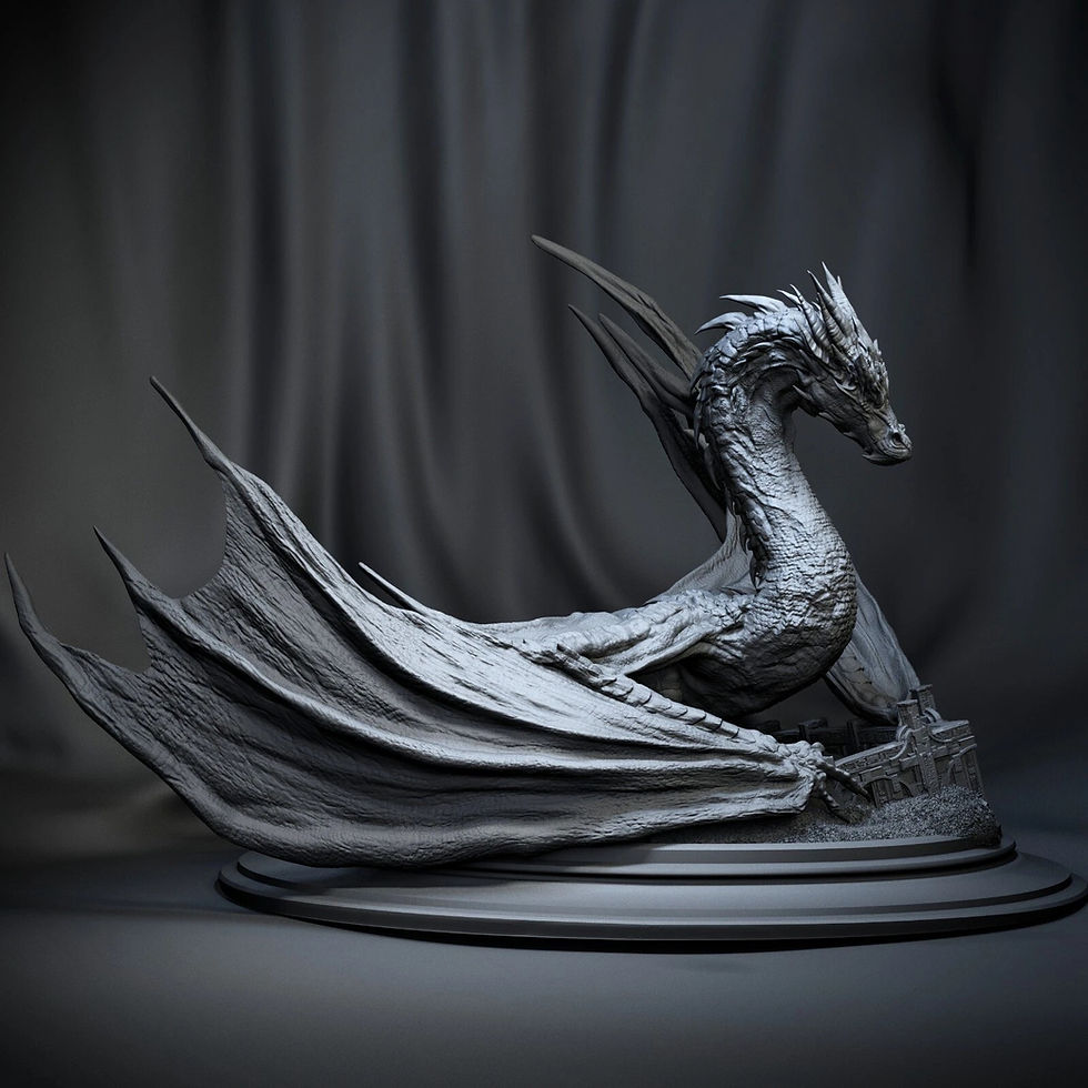 サムネイル： Smaug - 1 x Unpainted Large Scale 3D Resin Printed Model Kit and Base - CA3D