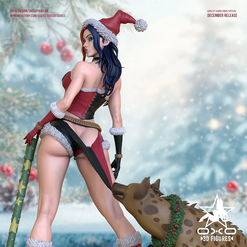 Thumbnail: Harley Quinn Xmas - 1 Unpainted Large Scale 3D Resin Printed Model Kit +Base OXO