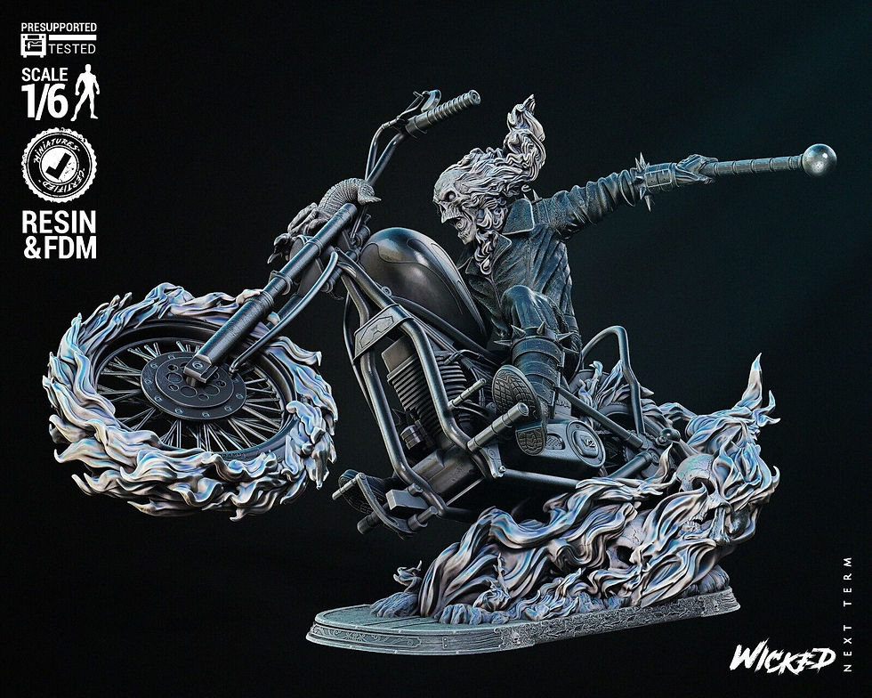 Miniatyrbild: Ghost Rider Johnny Blaze - 1 omålad storskalig 3D-resinmodellbyggsats + bas - W3D