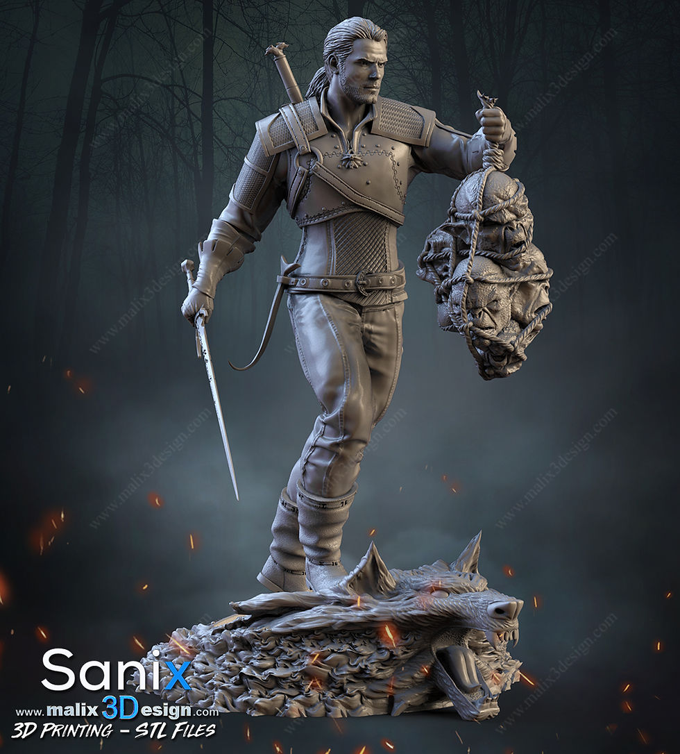 Miniatyrbild: WITCHER - 1 x Unpainted Large Scale 3D Resin Printed Model Kit and Base - SAN