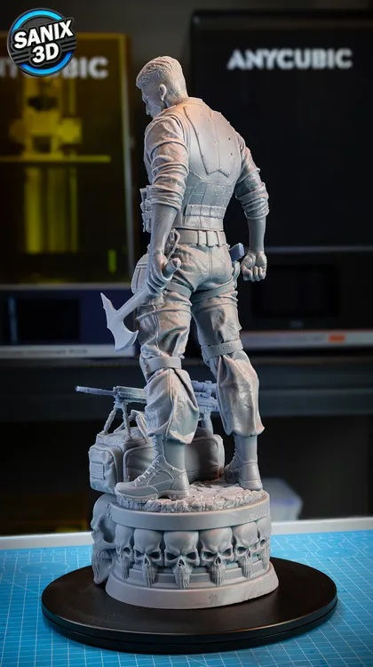 Miniatura: The PUNISHER - 1 x Unpainted Large Scale 3D Resin Printed Model Kit + Base - SAN