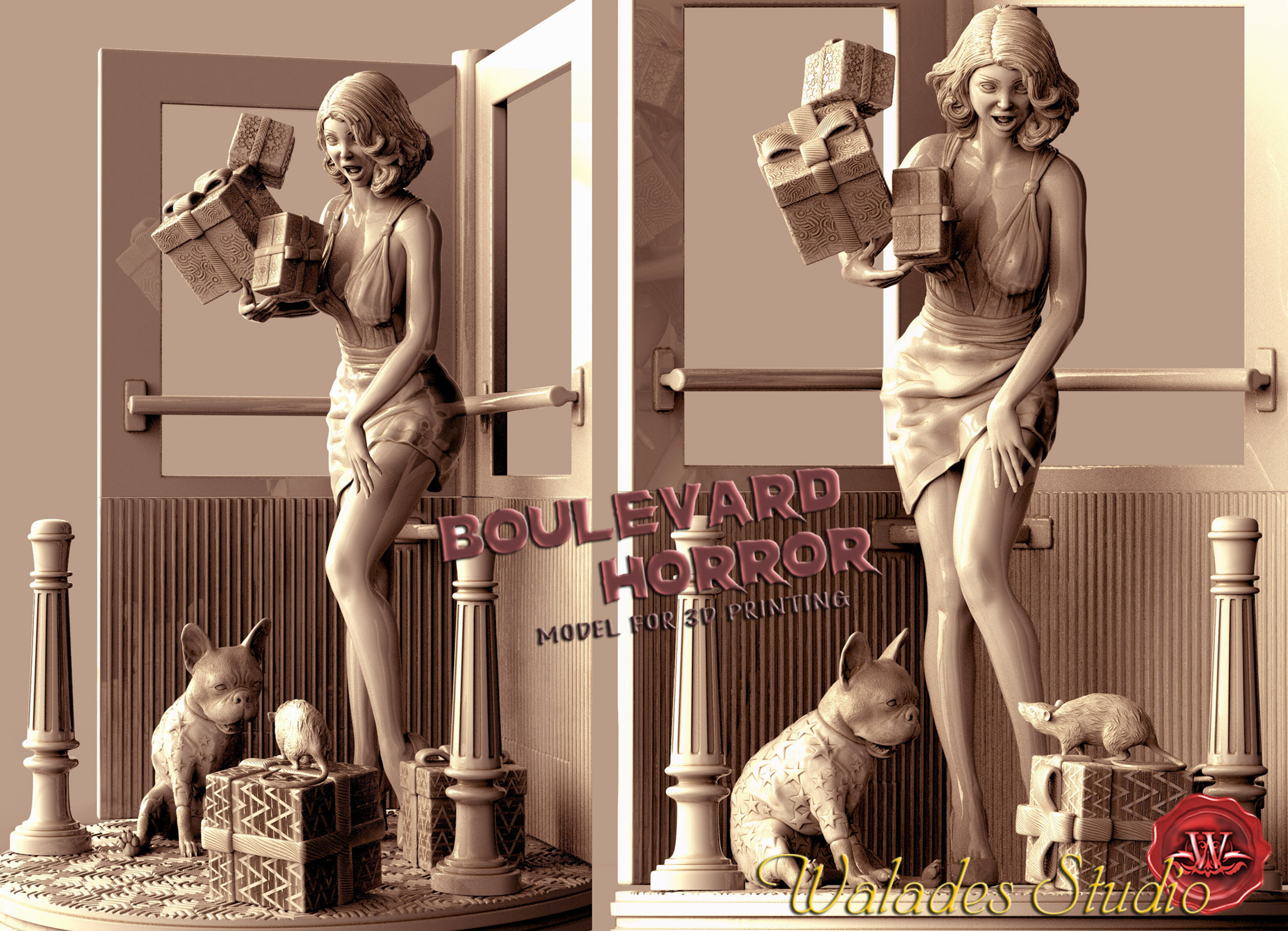 Boulevard Horror Diorama - 1 x Unpainted 3D Resin Printed Model Kit an Base - WS