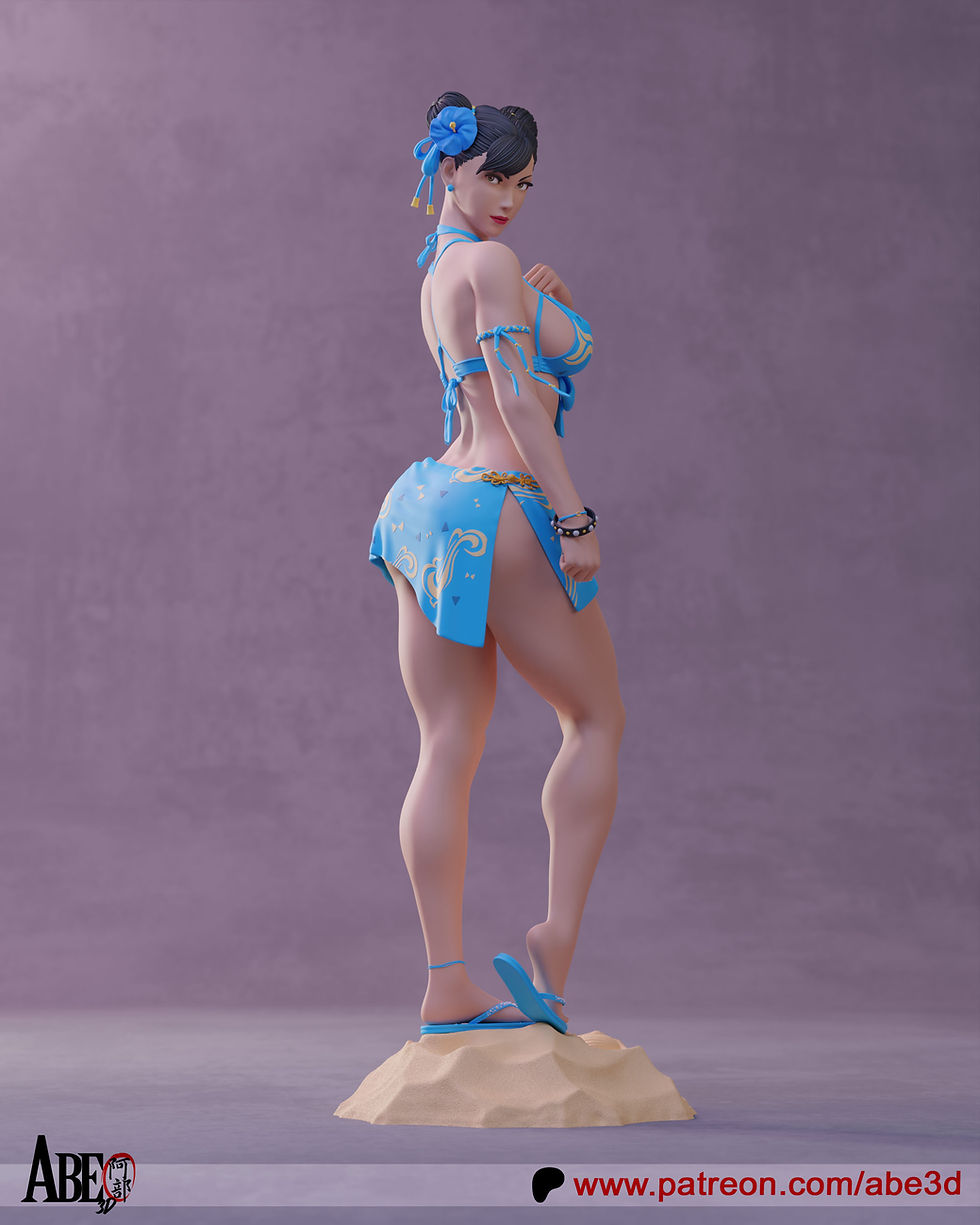 サムネイル： 春麗ビキニスカート - 未塗装大型3Dレジンプリントモデルキット1個+ベース- ABE
