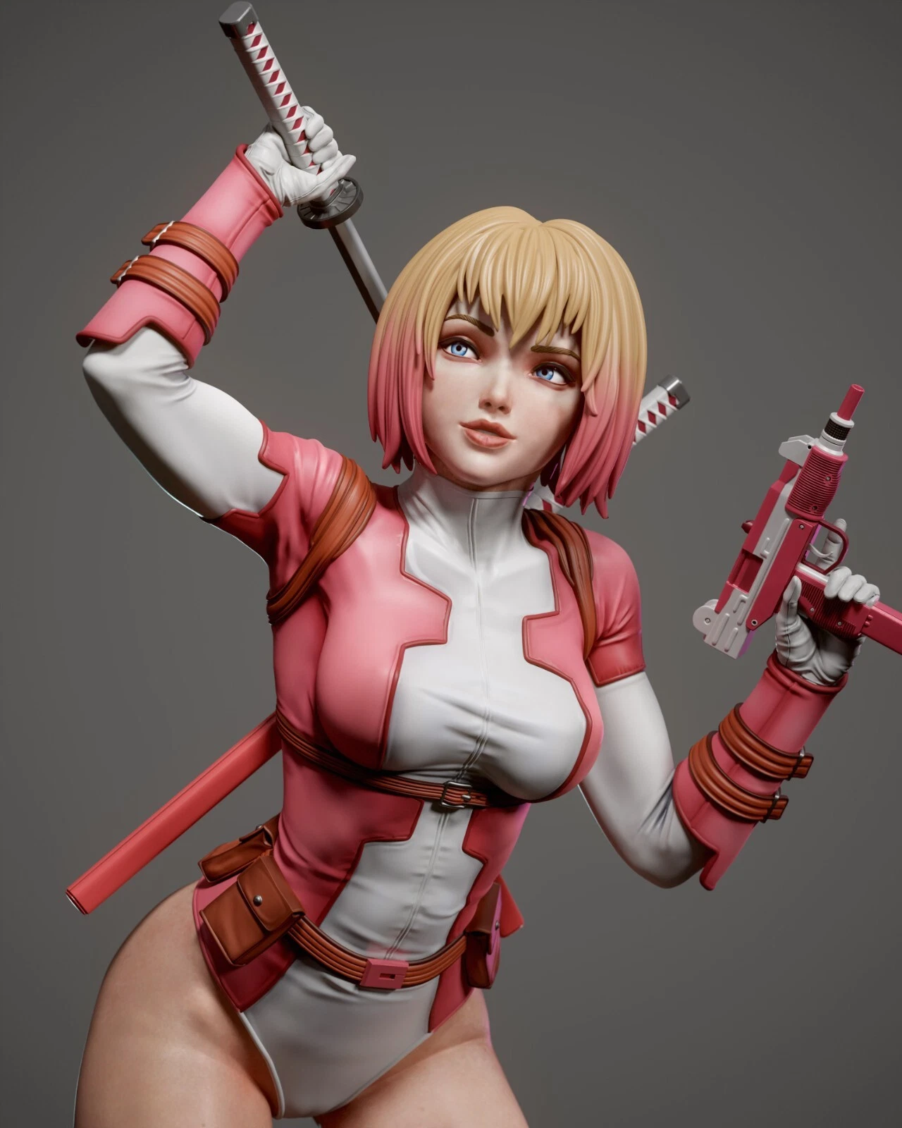 Gwenpool - 1 x niepomalowany, duży, drukowany w żywicy model 3D i podstawa - ABE
