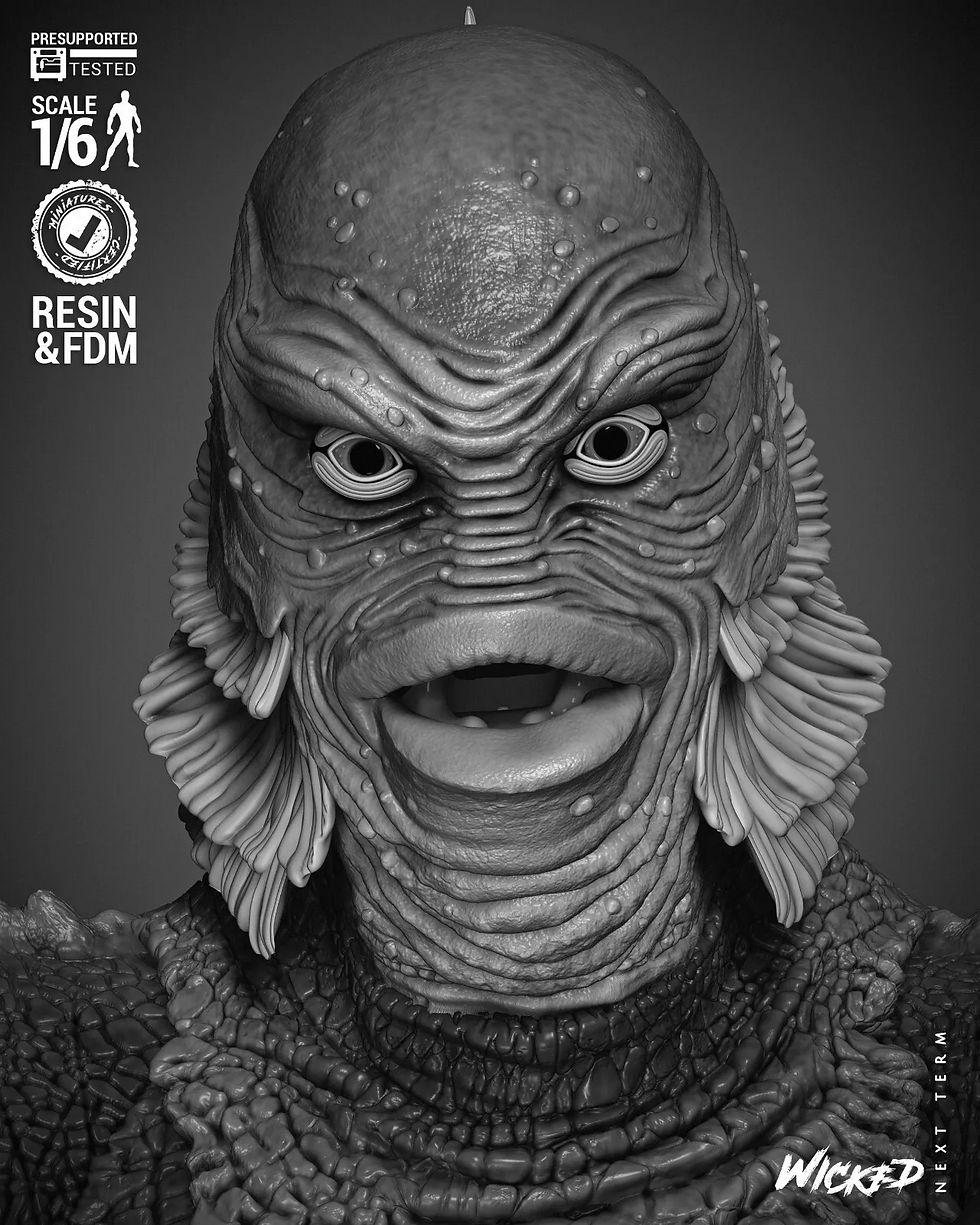Miniaturbild: Creature Of The Black Lagoon - 1 x unbemalter 3D-Harzmodellbausatz und Basis - W3D
