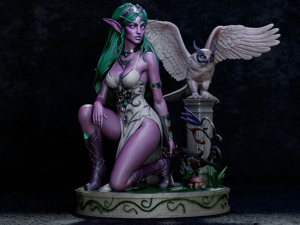 Miniatyrbild: Tyrande - 1 x Unpainted Large Scale 3D Resin Printed Model Kit and Base - CA3D