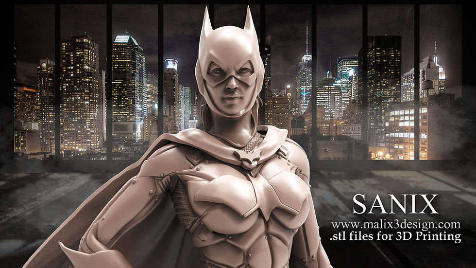 Miniatyrbild: Batgirl - 1 x Omålad Storskalig 3D-Hartstryckt Modellbyggsats och Bas - SAN