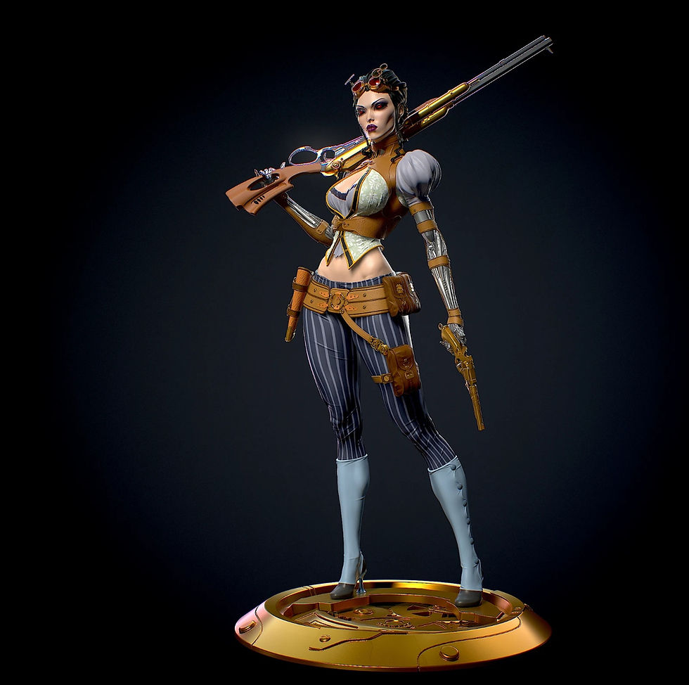 Thumbnail: Lady Mechanika - 1 x Unpainted Large Scale 3D Printed Resin Model Kit +Base- YAN