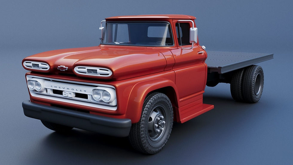 Miniatyrbild: 1961 Chevrolet C60 tippbil i höger- eller vänsterstyrd - 3D-utskrivet komplett byggsats C/H/B