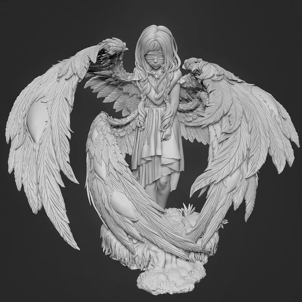 Thumbnail: Seraphin - 1 x Unpainted Large Scale 3D Resin Printed Model Kit and Base - ca3d