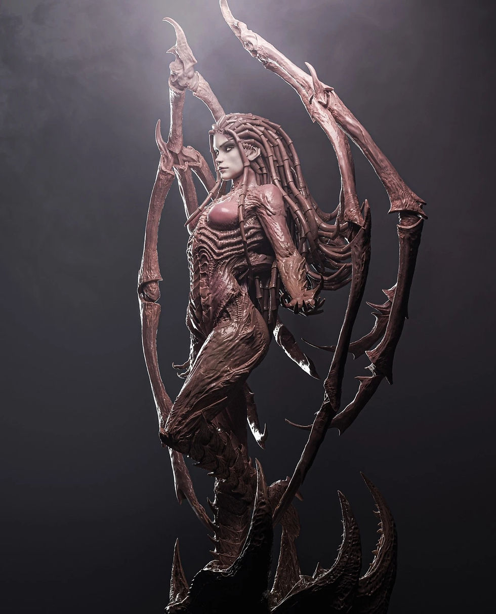Miniatyrbild: Kerrigan - 1 x Unpainted Large Scale 3D Resin Printed Model Kit and Base - CA3D