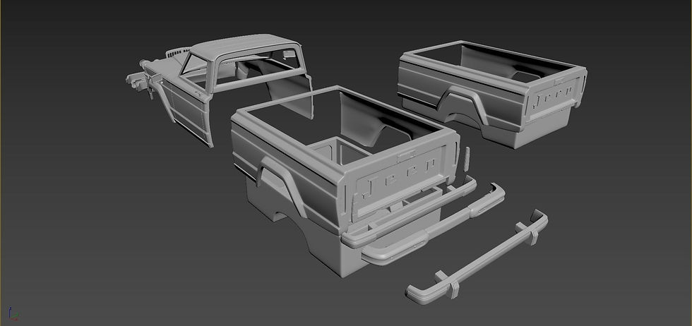 Miniaturbild: 1963 Jeep J10 Ute Pickup Body NUR - Verschiedene Maßstäbe verfügbar - 3D Resin gedruckt