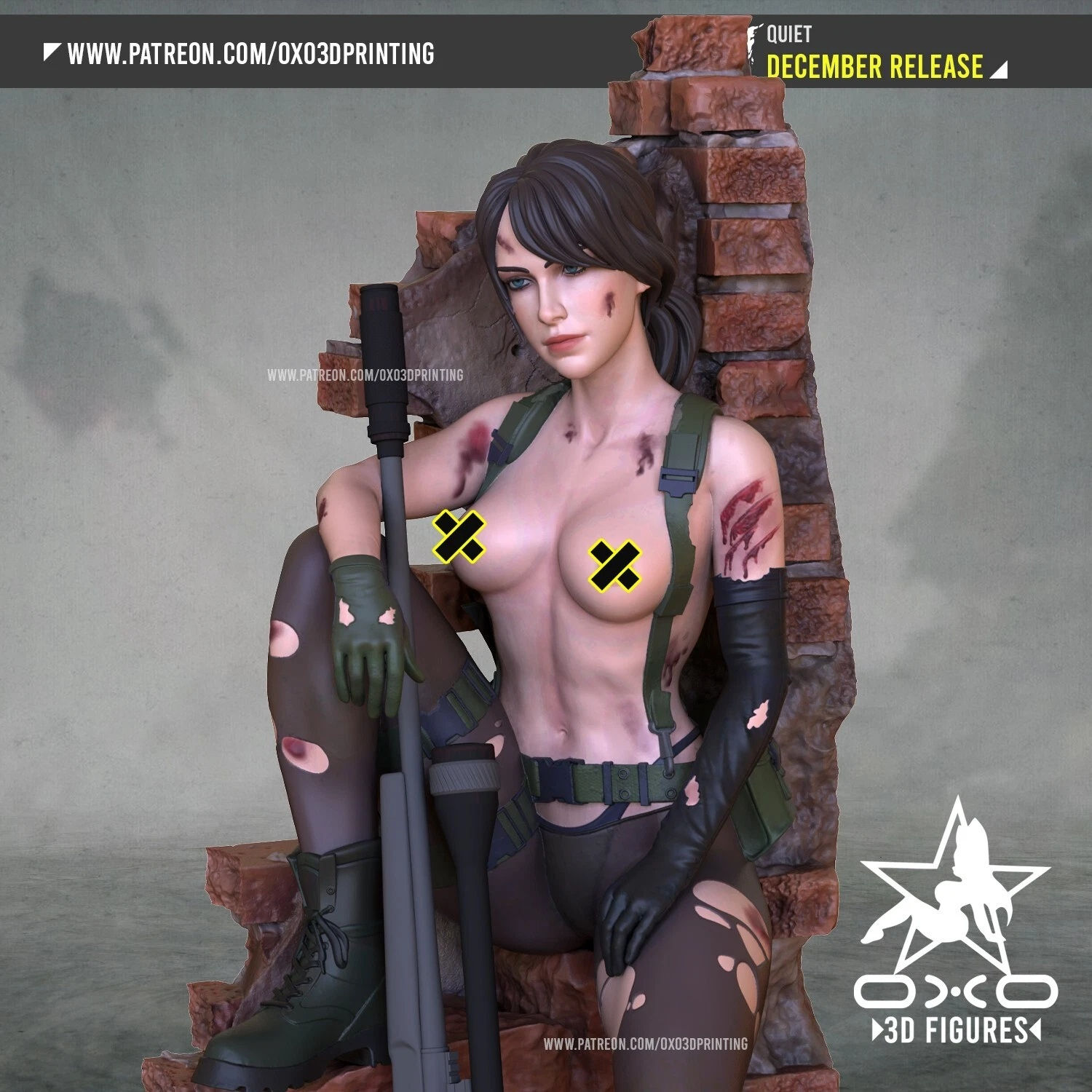 Quiet - NSFW - 1 x Unpainted 3D Resin Printed Model Kit and Diorama - OXO