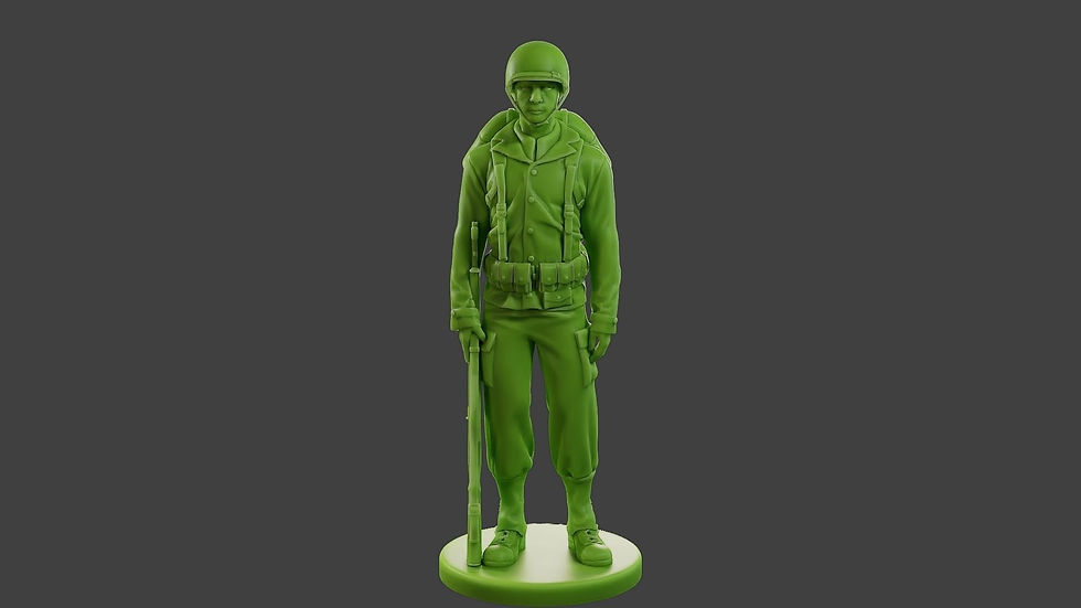 サムネイル： アメリカ兵 A1 WW2 スタンド - 未塗装 3D 樹脂プリントスケールモデル 1 体 - ATJ