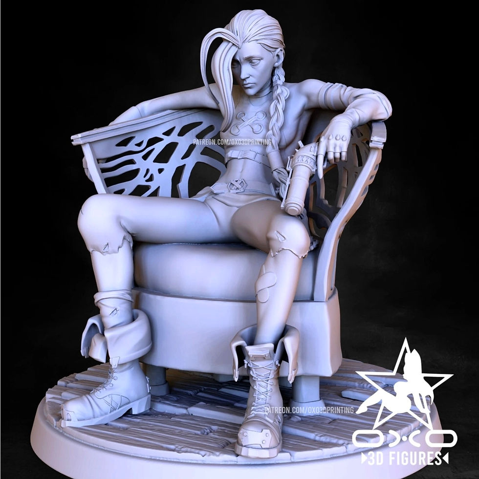 Thumbnail: Jinx Arcane - 1 x Unpainted Large Scale 3D Resin Printed Model Kit + Base - OXO