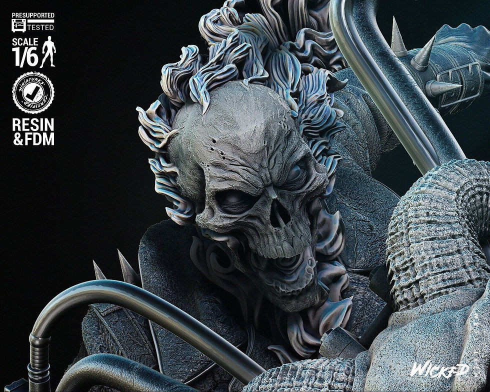 Thumbnail: Ghost Rider Johnny Blaze - 1 Kit Model Resin 3D Skala Besar yang Tidak Dicat + Basis - W3D