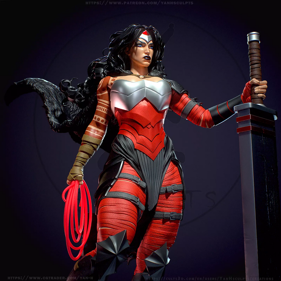 Miniature : Wonder Woman absolue - 1 grand modèle en résine imprimée en 3D non peint + base - YAN