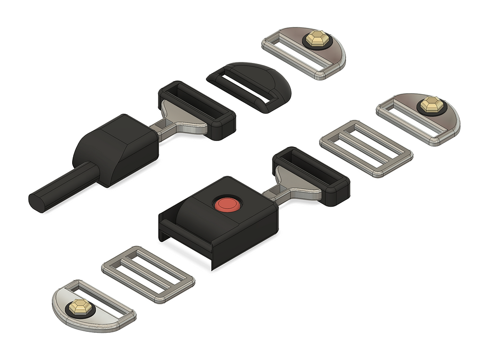 Miniatura: Conectores para cinturones de seguridad de calle - 3 puntos - En varias escalas - Impresión en resina 3D - JRMM