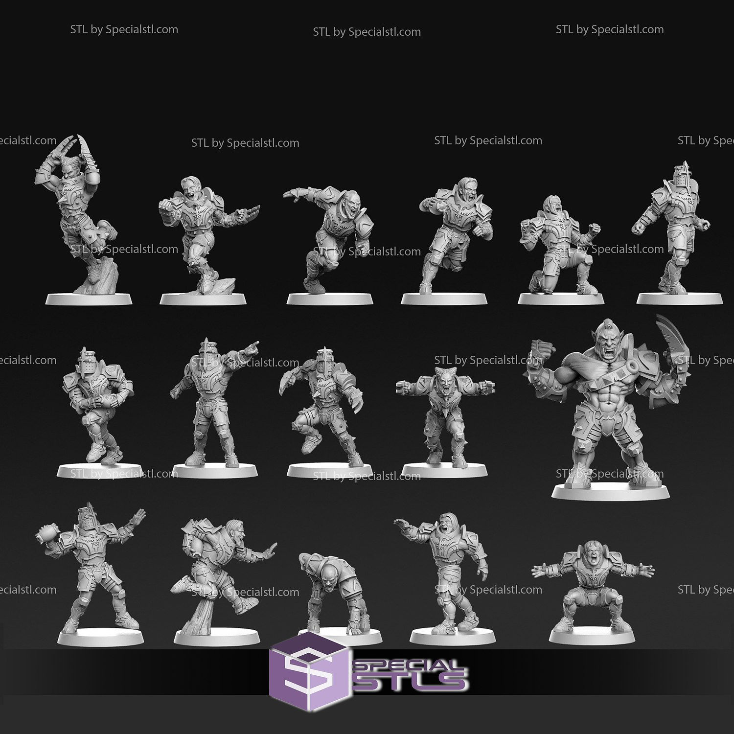 Human 16 Fantasy Football Team - 3D Resin Printed - 32mm RPG Miniatures - SPS