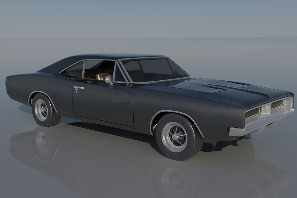 Miniatyrbild: 1969 Dodge Charger i höger- eller vänsterstyrd bil - 3D-utskriven komplett modellbyggsats C/H/B