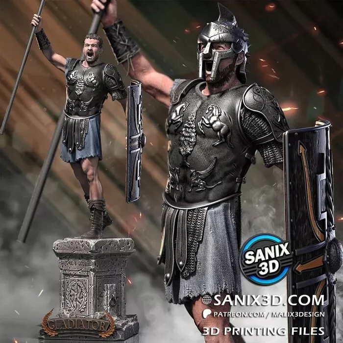 Thumbnail: Gladiator - 1 x Unpainted Large 3D Resin Model Kit +Base -In Various Scales- SAN