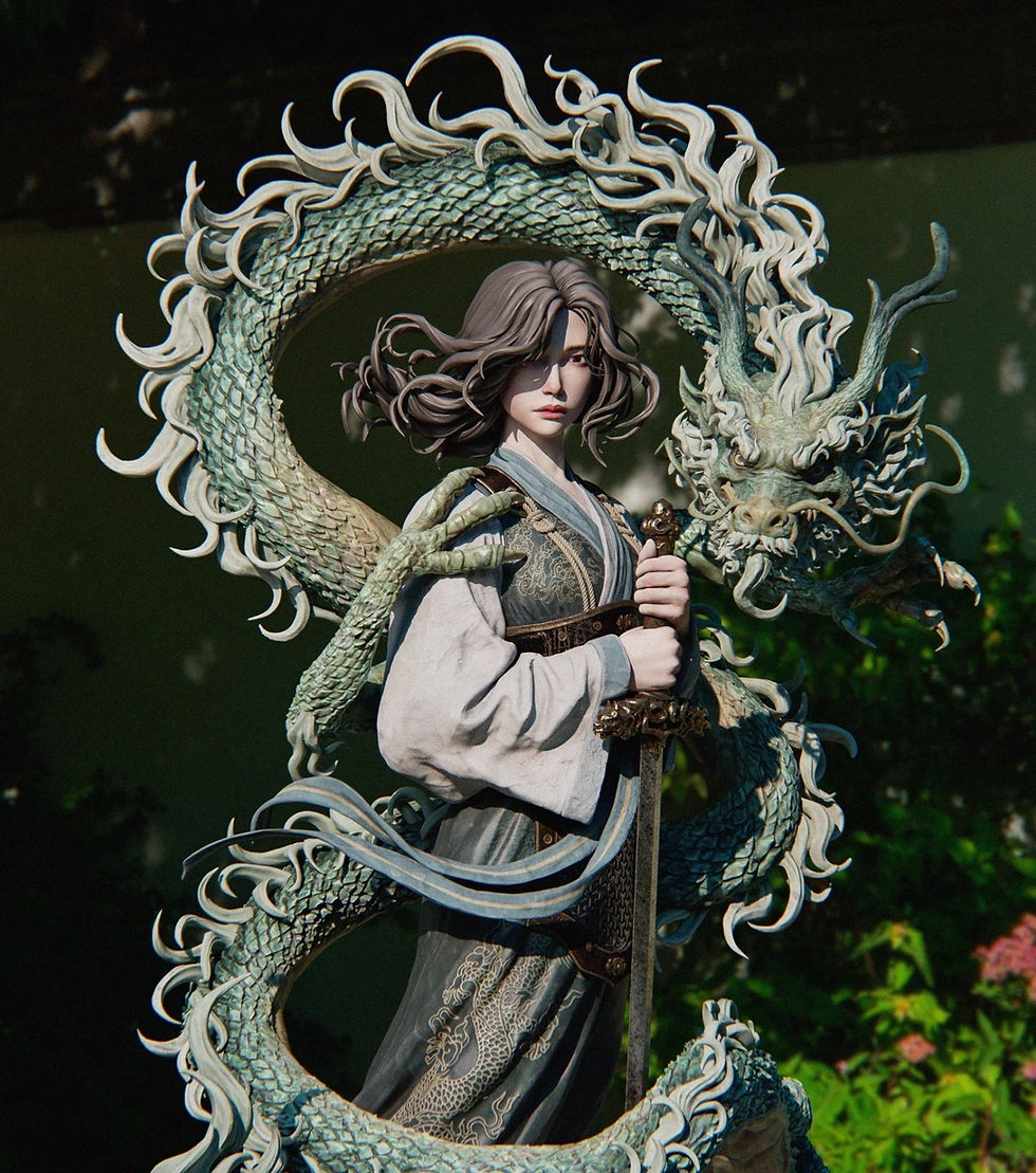 Miniature : Mulan - 1 x Unpainted Large Scale 3D Resin Printed Model Kit and Base - CA3D