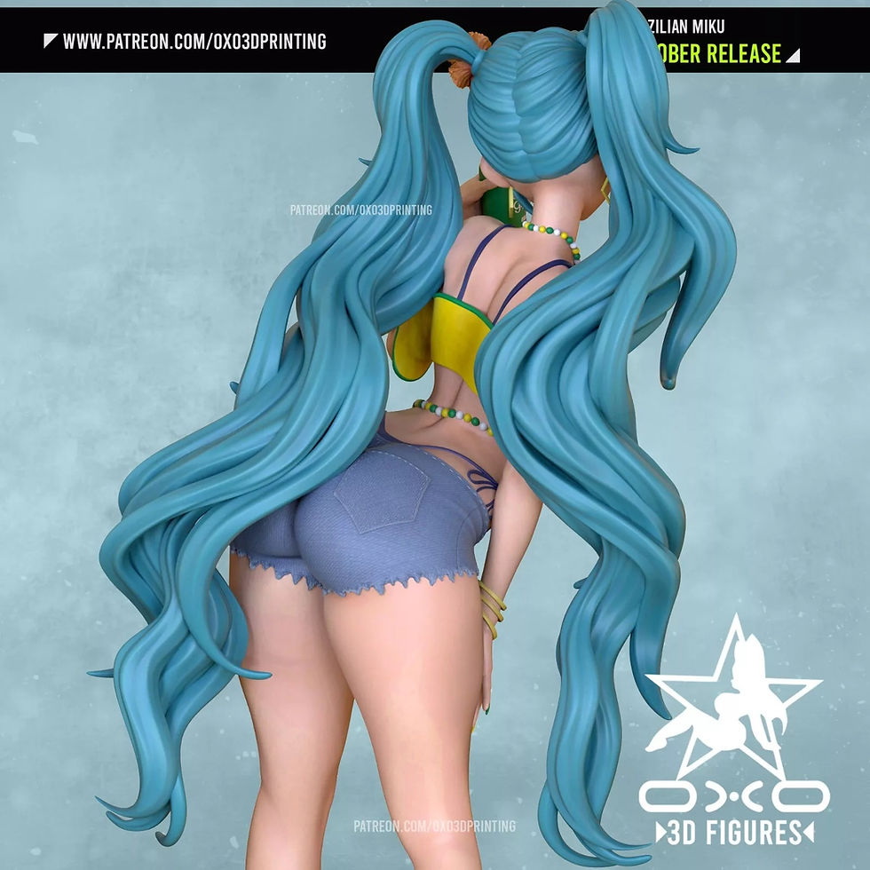 Miniatura: Miku brasileña - 1 x Kit de modelo impreso en resina 3D a gran escala sin pintar + Base - OXO