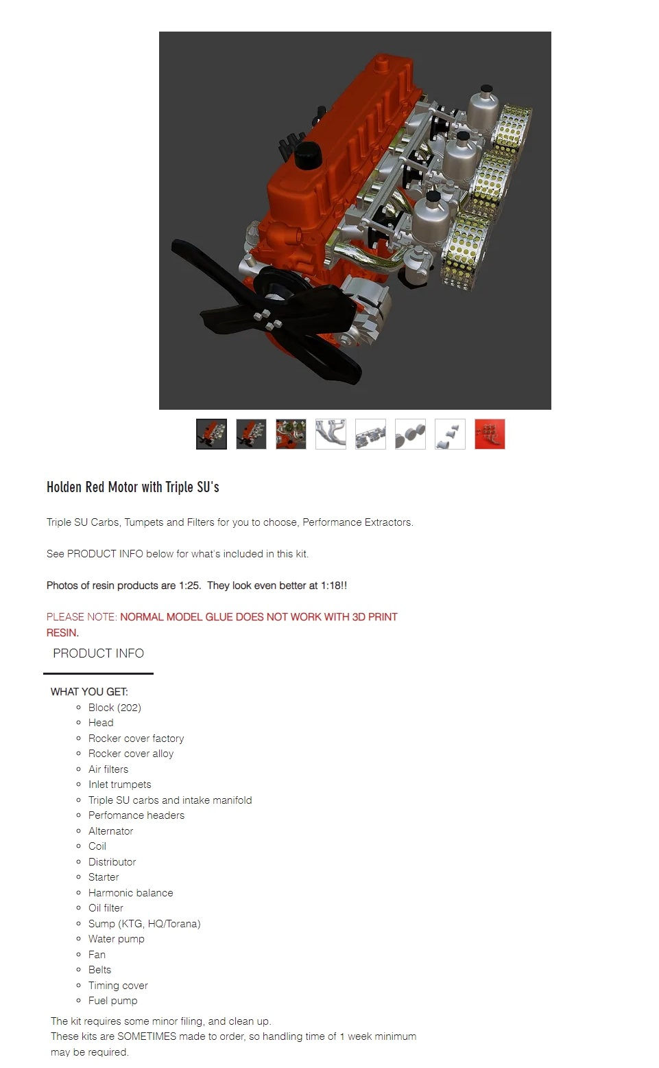 Miniaturbild: Holden Red Motor mit drei SUs – in verschiedenen Maßstäben erhältlich – FB