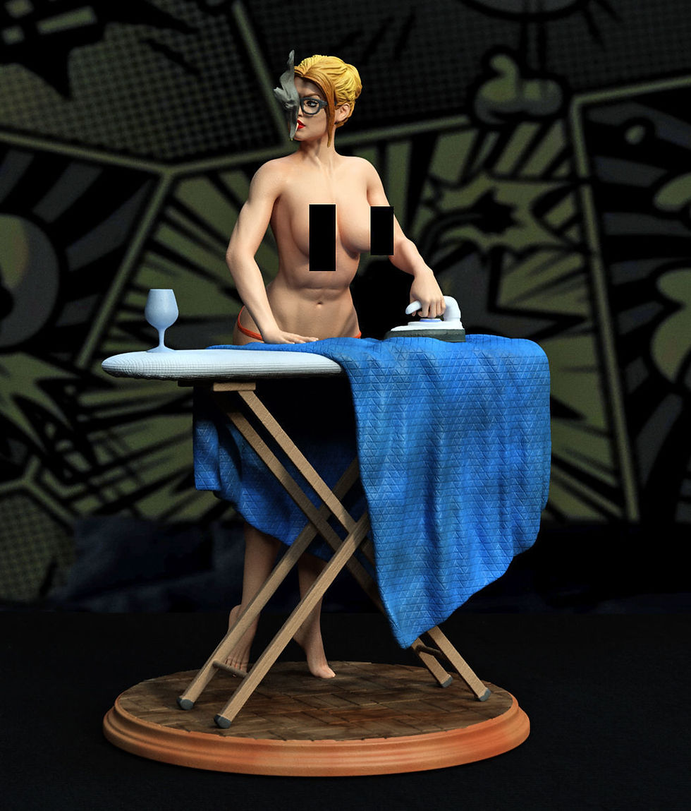 Miniatyrbild: Supertjej Rökning - 1 x Omålad Storskalig 3D-Hartsmodellbyggsats och Bas - E3D