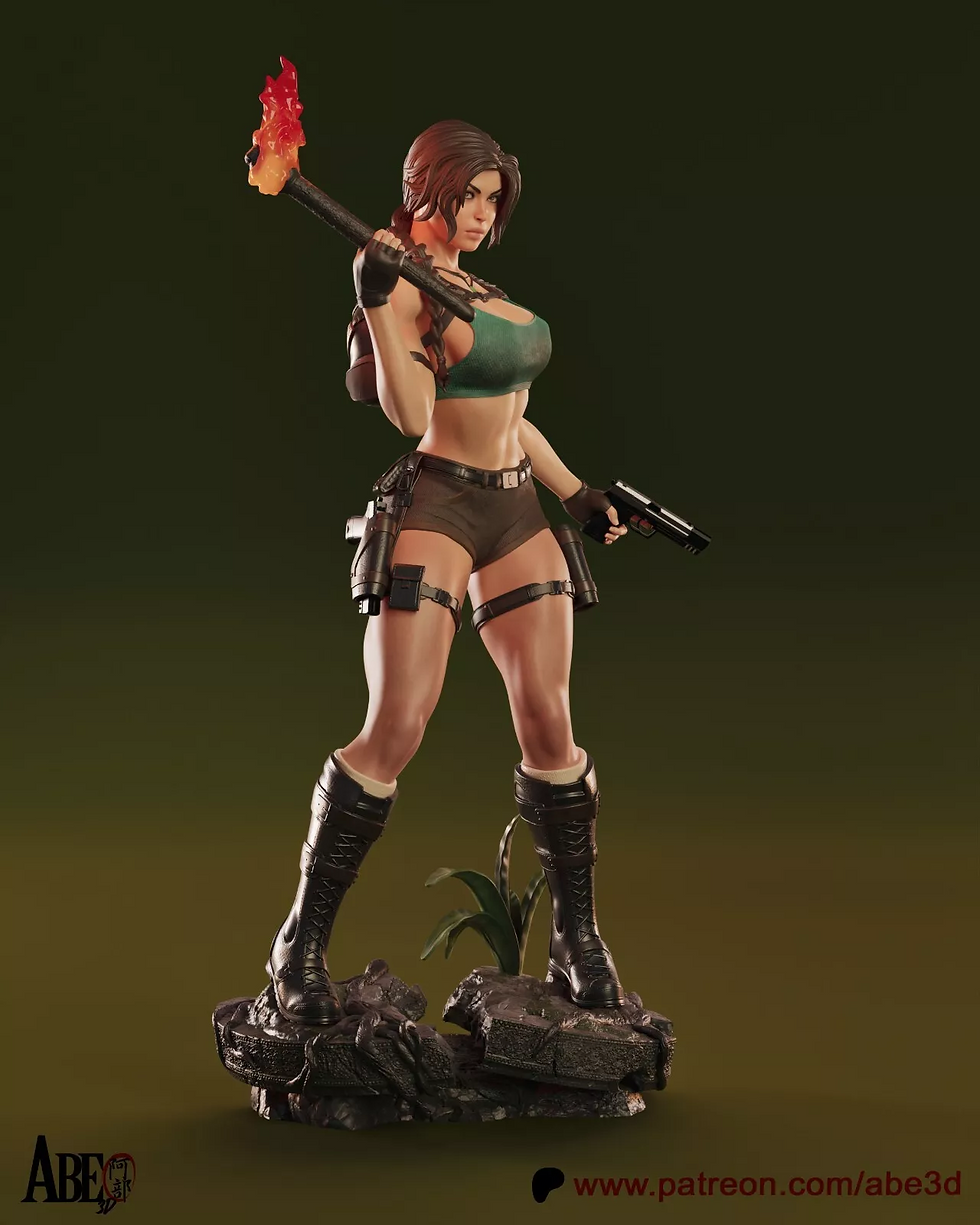 Miniatura: Lara Croft - 1 maqueta de resina sin pintar con base - En varias escalas - ABE