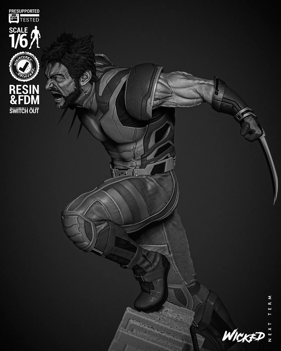 Thumbnail: Wolverine 2024 -1 x Gan Phéinteáil - Trealamh Samhail Roisín + Bonn - W3D - I Scálaí Éagsúla