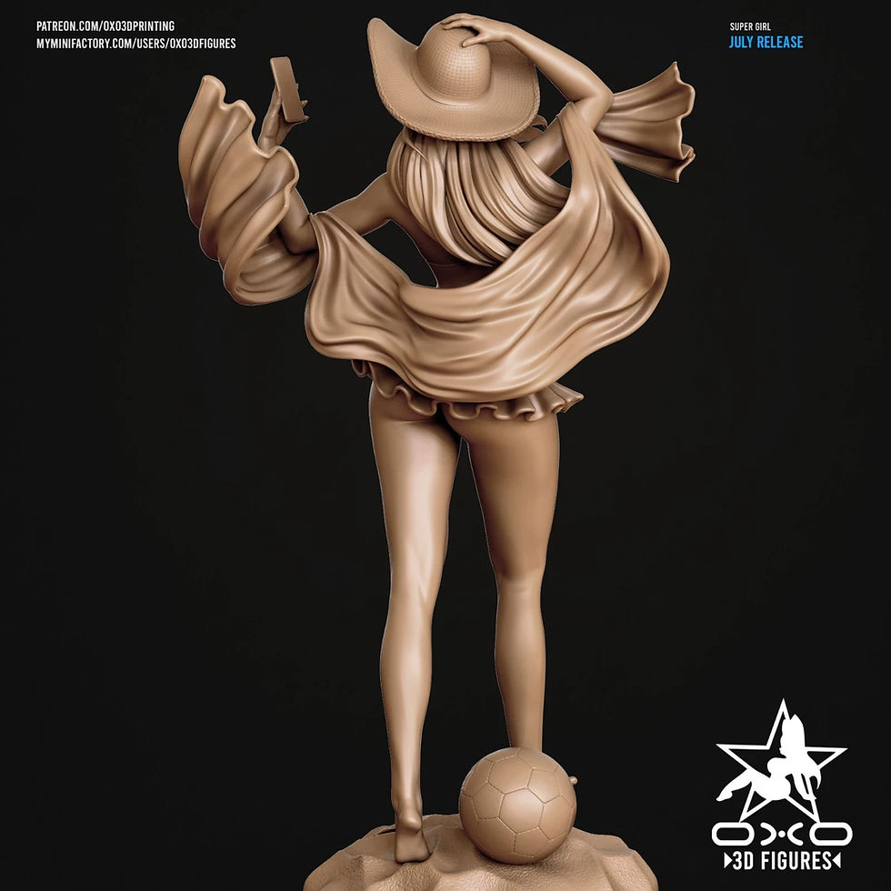 Miniatyrbild: Super Girl - 1 x Unpainted Large Scale 3D Resin Printed Model Kit and Base - OXO