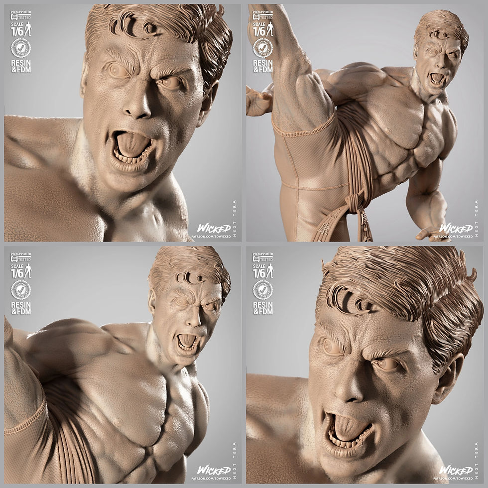 Miniatyrbild: Frank Dux - 1 x Omålad Storskalig 3D-Hartstryckt Modellbyggsats och Bas - W3D