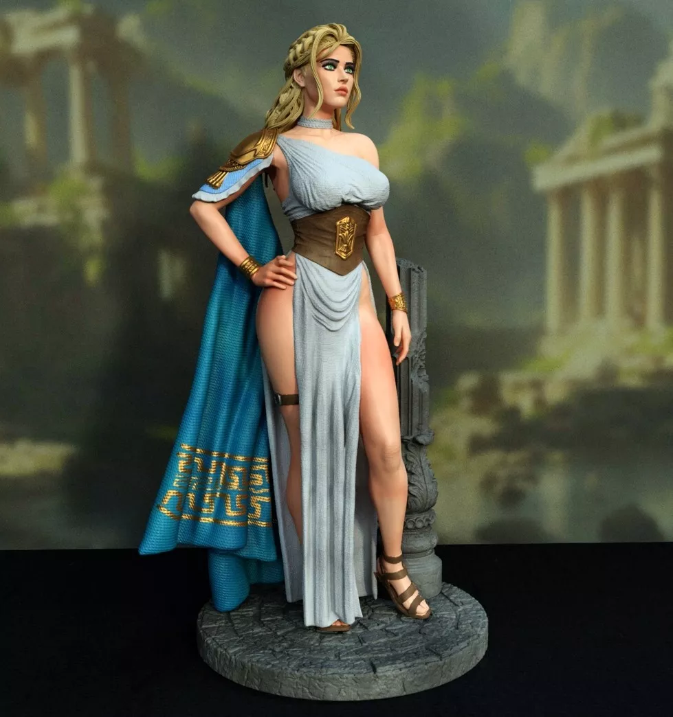 Thumbnail: Greek Girl - 1 x Unpainted Large Scale 3D Resin Printed Model Kit and Base - E3D