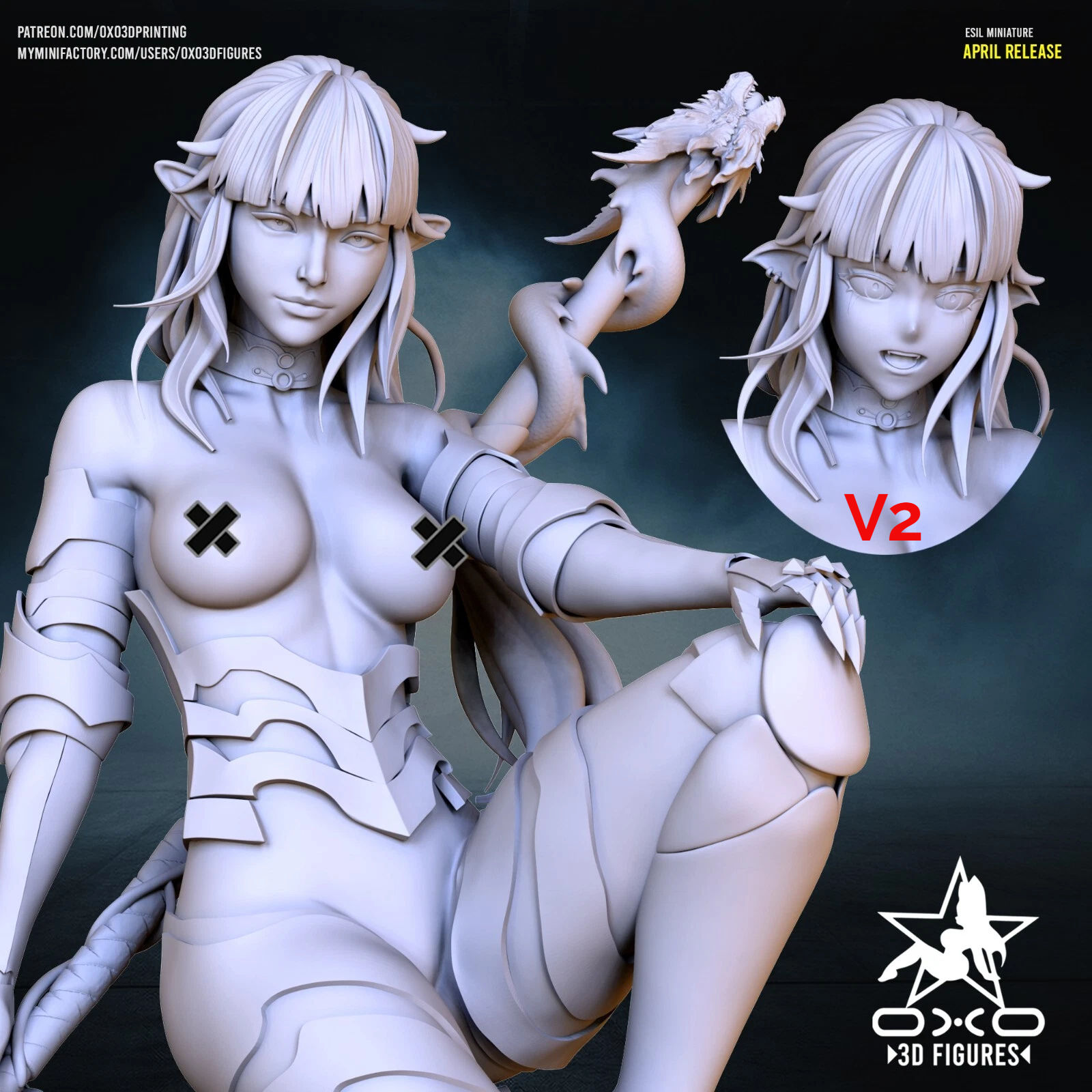 Esil - NSFW - 1 x Kit Model Cetak Resin 3D Skala Besar yang Tidak Dicat dan Basis - OXO