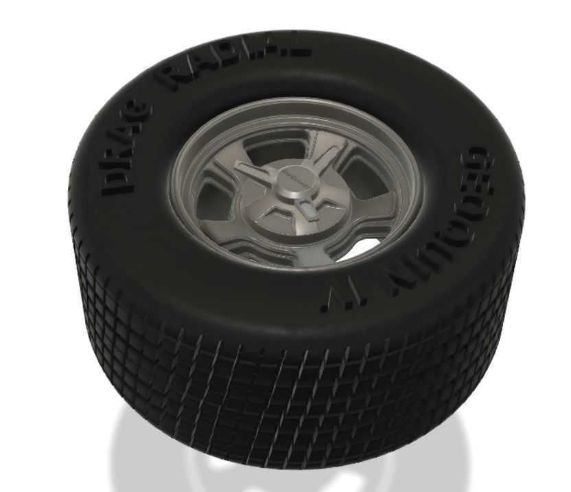 Miniaturbild: 15" Cragar Street Pro Räder - DR Reifen - Bremsen 1/25 Maßstab 3D Harz Druck Kits
