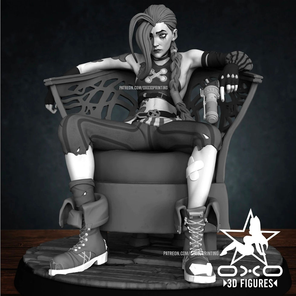 Miniature : Jinx Arcane - 1 x Unpainted Large Scale 3D Resin Printed Model Kit + Base - OXO