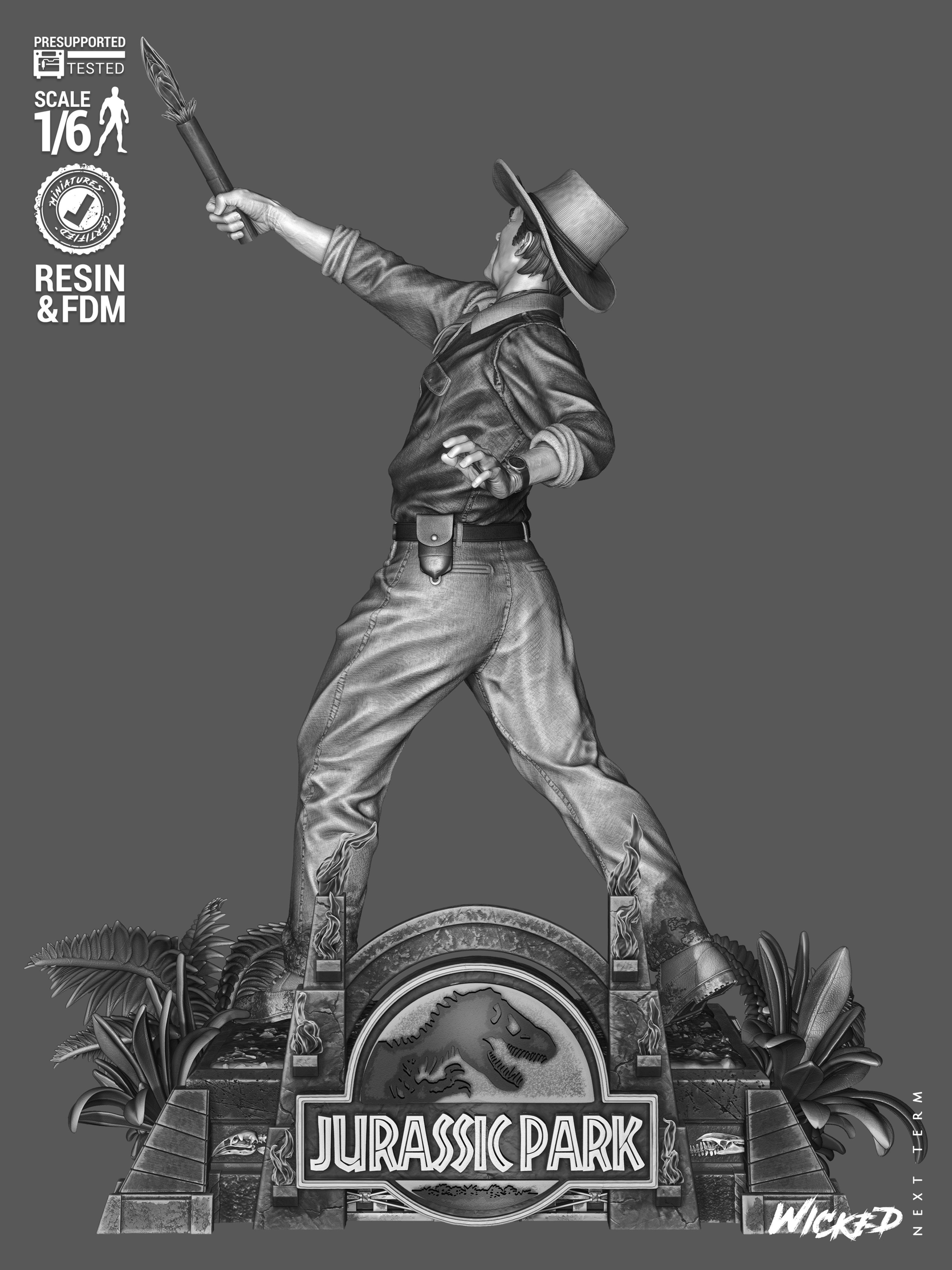 Jurassic Park - Dr Alan Grant- 1 Unpainted Large 3D Resin Printed Model Kit -W3D