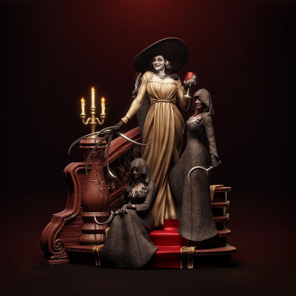 Miniature : Lady Dimitrescu - 1 Unpainted Large Scale 3D Resin Printed Model Kit +Base- CA3D
