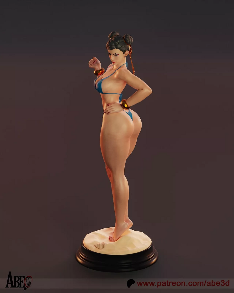 Thumbnail: Chun Li Bikini - 1 Tidak Dicat - Kit Model Resin + Basis abe - Dalam Berbagai Skala