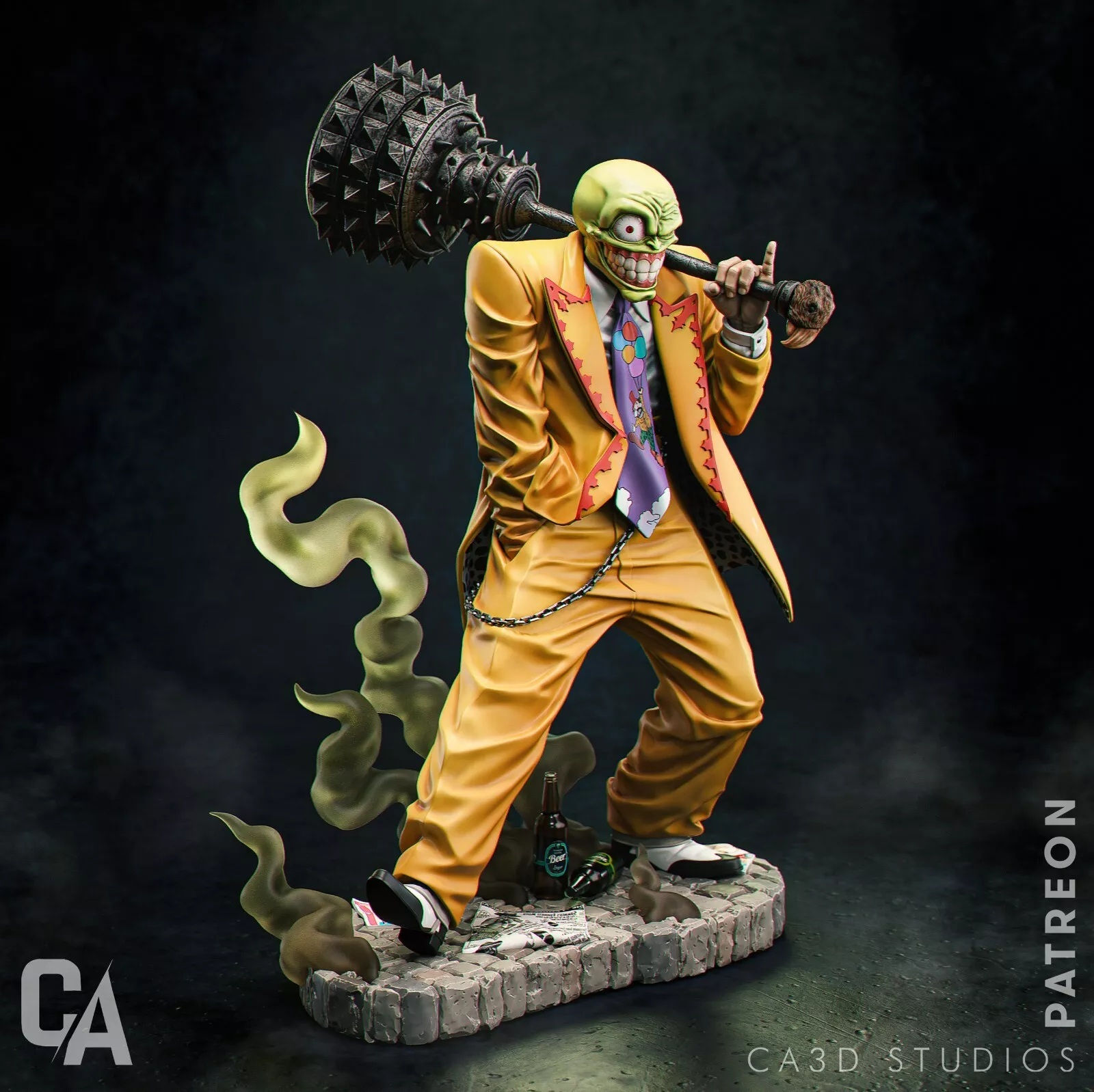 The Mask - 1 x Unpainted Large Scale 3D Resin Printed Model Kit and Base - ca3d