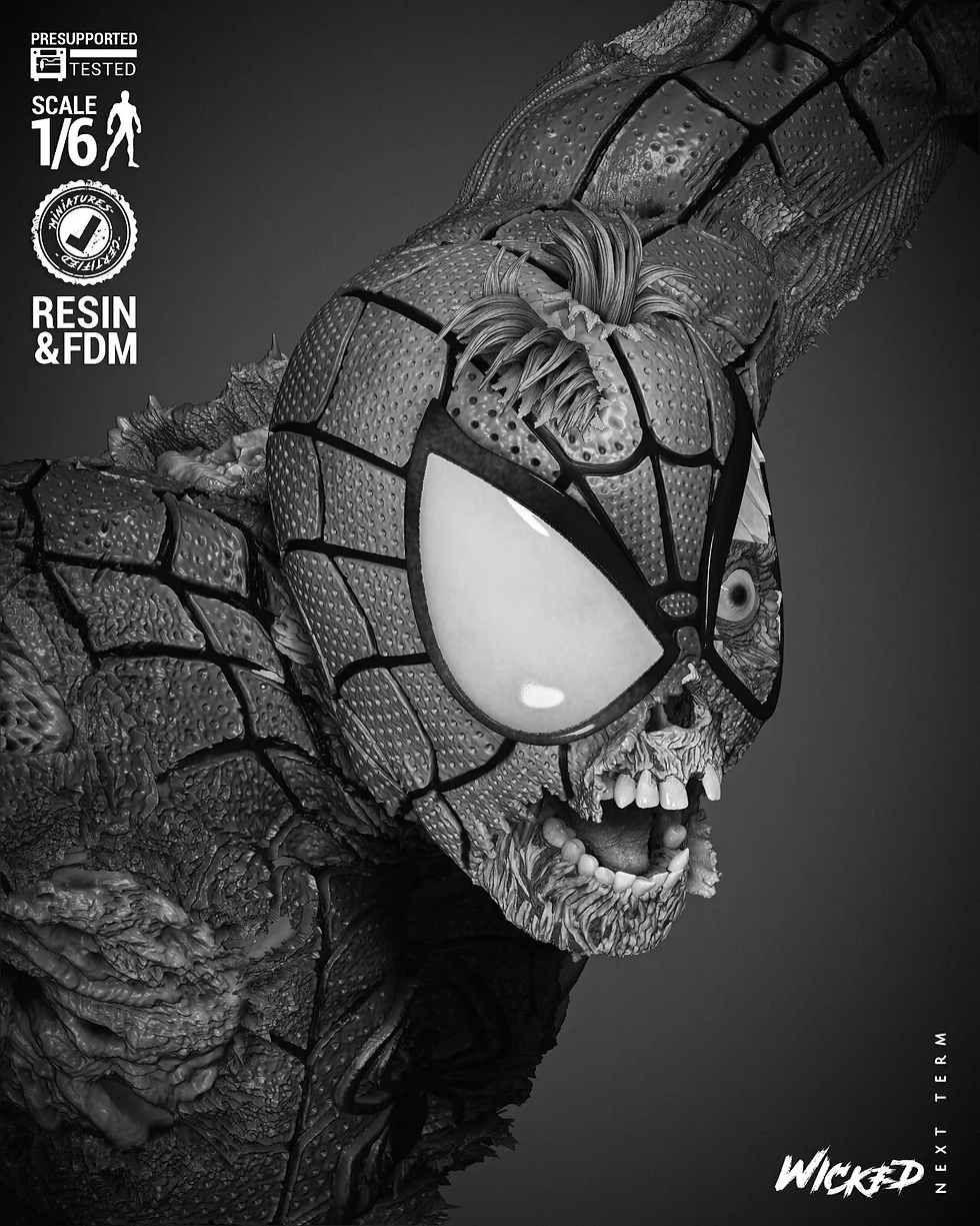 Miniatura: Spiderman Zombie - 1 Niepomalowany - Zestaw modeli z żywicy +podstawka - W3D - w różnych skalach