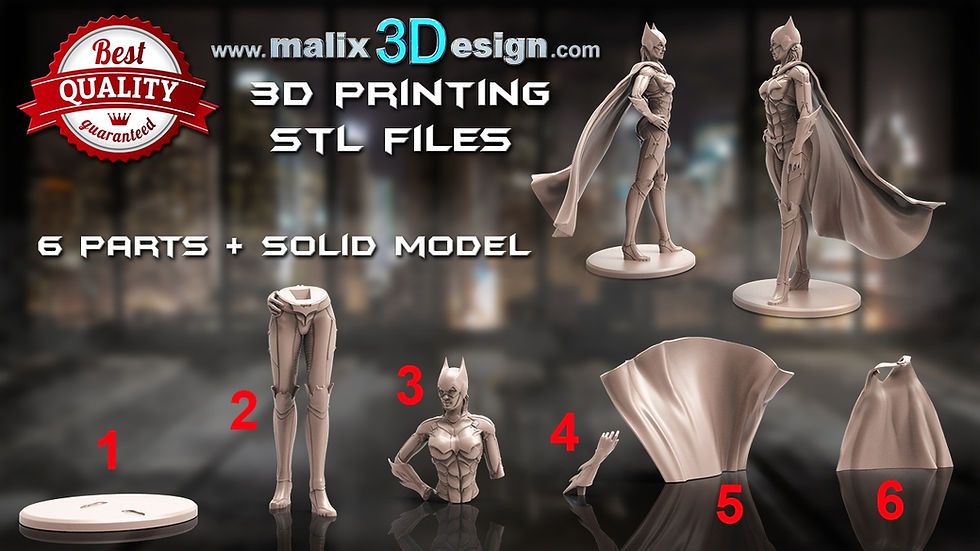 Thumbnail: Batgirl - 1 x Unpainted Large Scale 3D Resin Printed Model Kit and Base - SAN