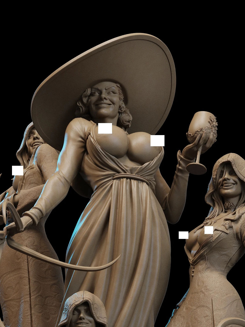 Miniature : Lady Dimitrescu NSFW - 1 Unpainted Large Scale 3D Resin Printed Model Kit - CA3D