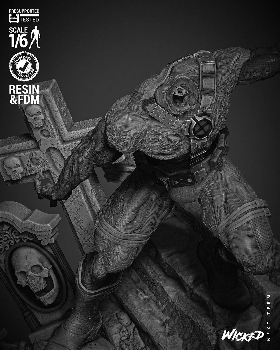 Thumbnail: Cyclops Zombie - 1 x Unpainted - Resin Model Kit + Base - W3D -In Various Scales