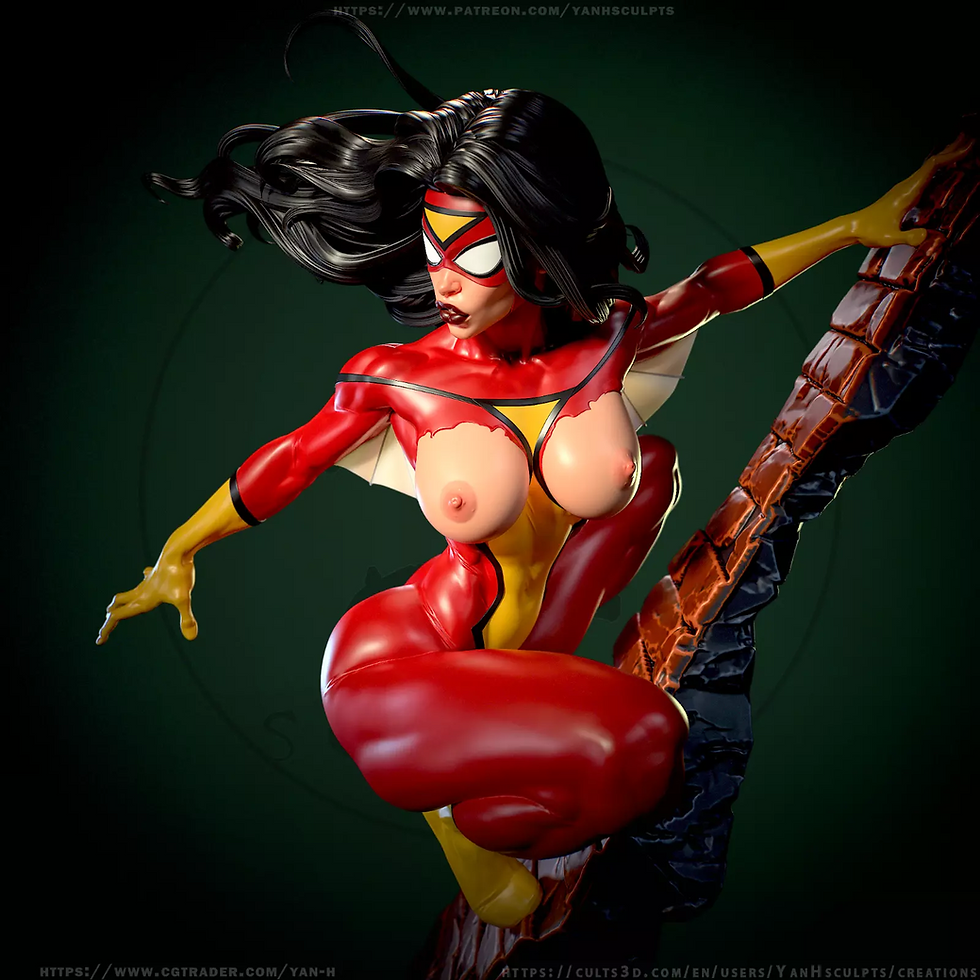 縮圖：蜘蛛女 - NSFW - 1 x 未上漆大型 3D 树脂打印模型套件 + 底座 - YAN