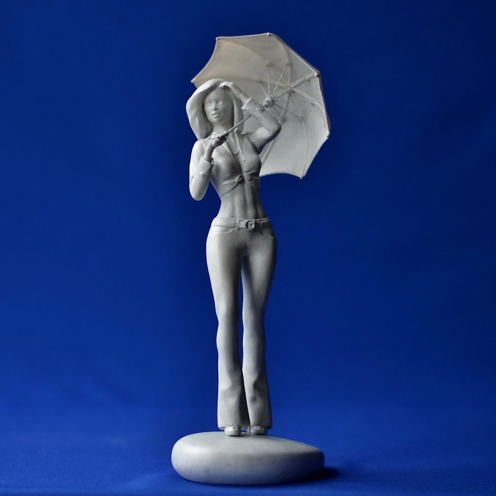 Thumbnail: Girl with an Umbrella - 1 x Unpainted Large 3D Resin Model Kit and Base - 3DLA