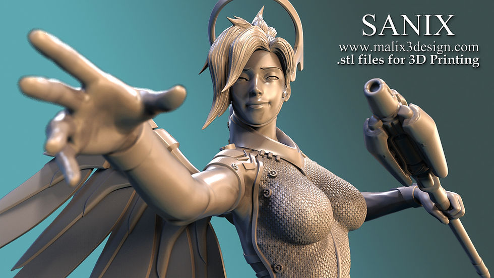 Thumbnail: Mercy - 1 x Unpainted Large Scale 3D Resin Printed Model Kit and Base - SAN